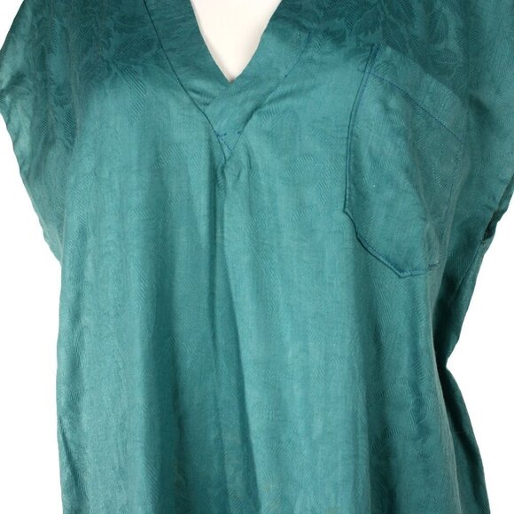 Vintage Green Sheath Dress Simple Design V Neck w Side Slits Size XL - Hey Viv - Picture 4 of 5